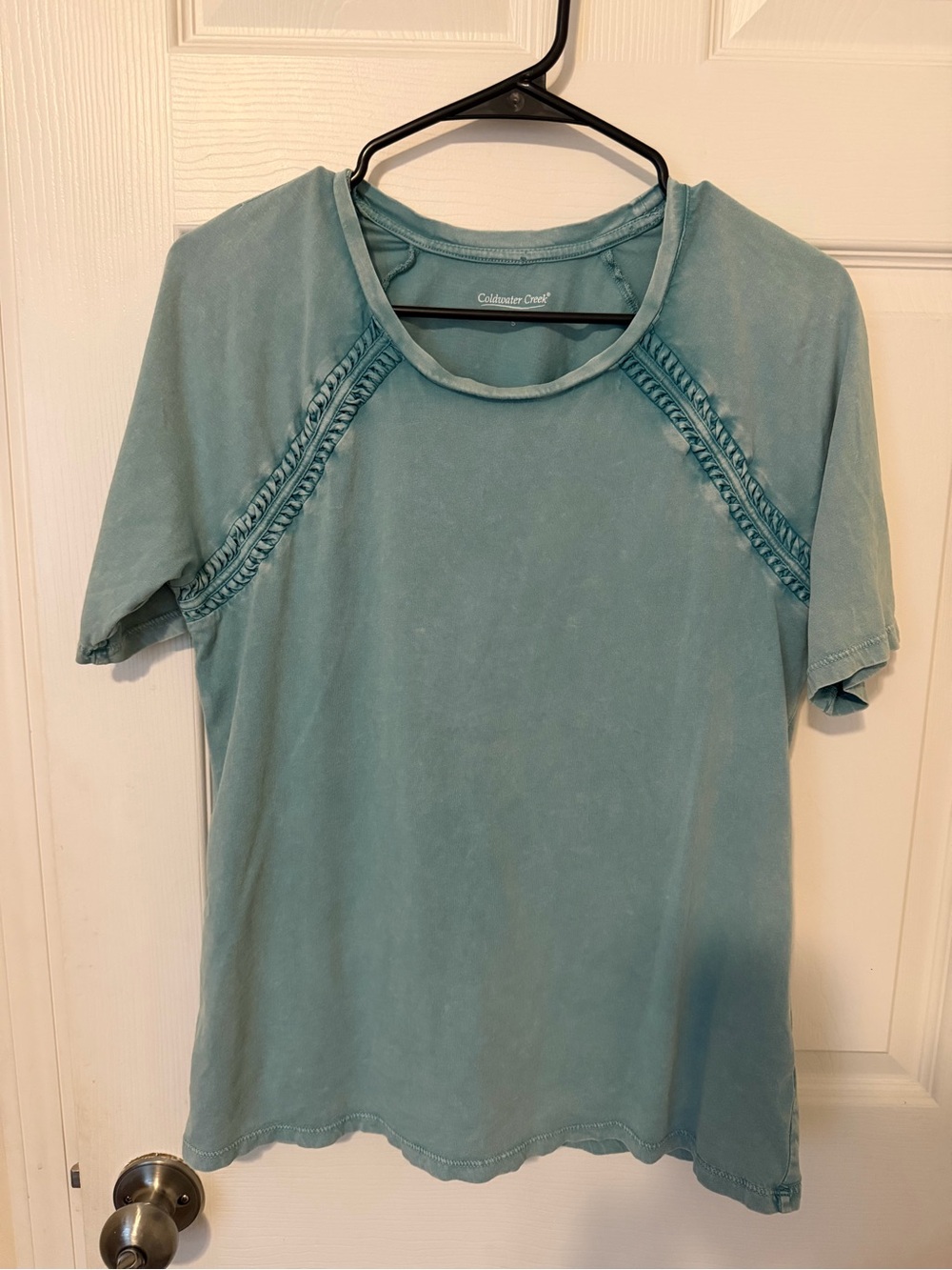 Coldwater Creek Seafoam Short Sleeve Top 100% Cotton